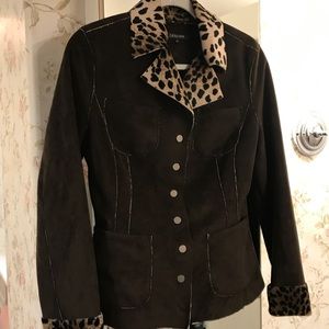 Laura Max, faux super soft suede, leopard inside soft print, extra small